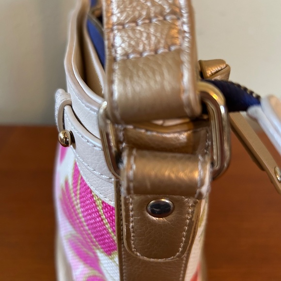 Spartina 449 Bright Floral Print Linen Body Leather Trim Women's Purse - Picture 14 of 16